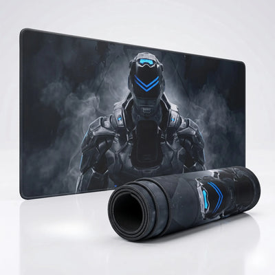 PopMyPad - Performance Gaming Mouse Pad - XXL Desk Mat - Black & Neon Blue Cyborg