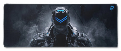 PopMyPad - Performance Gaming Mouse Pad - XXL Desk Mat - Black & Neon Blue Cyborg