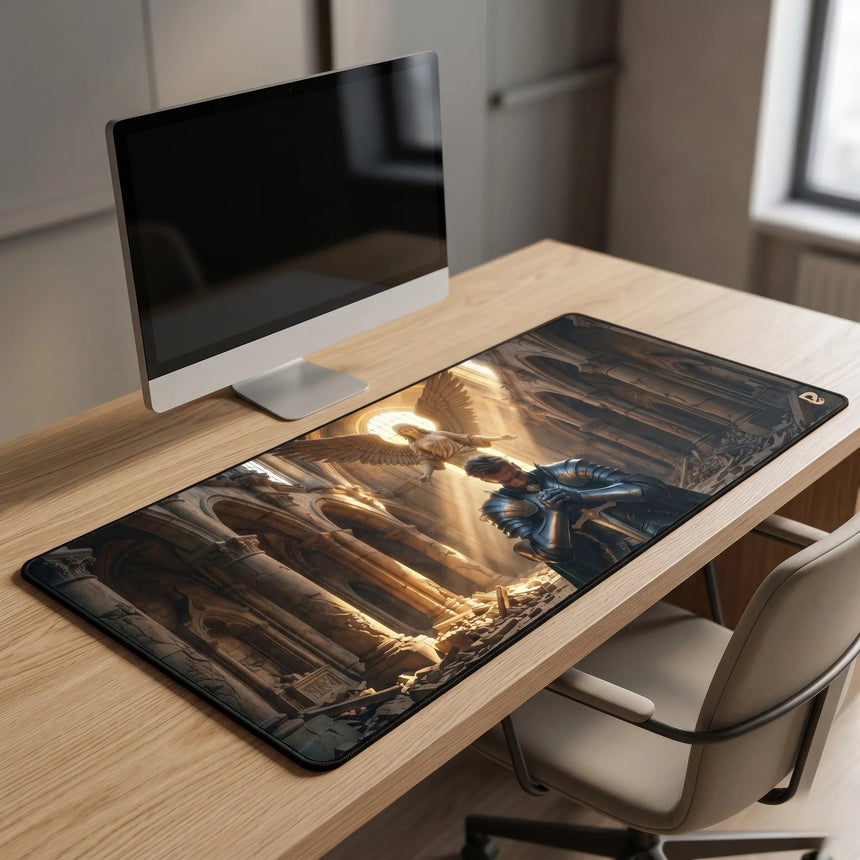 PopMyPad - Tapis de Souris Gamer XXL - Édition Chevalier & Ange Divin