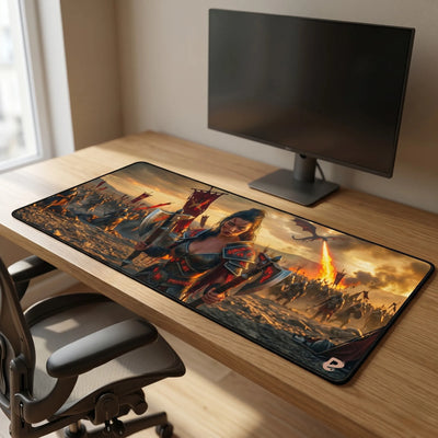 PopMyPad - XXL Mouse Pad - Fantasy Warrior and Runic Dragon
