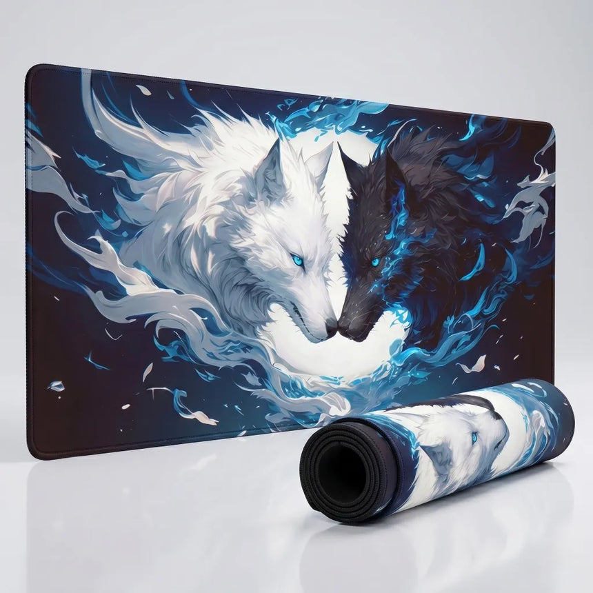Yin-yang Wolf large Mouse Pad Desk Mat Stitched Edge Non-Slip pad for computer mouse keyboard Gaming pads carpet mouse