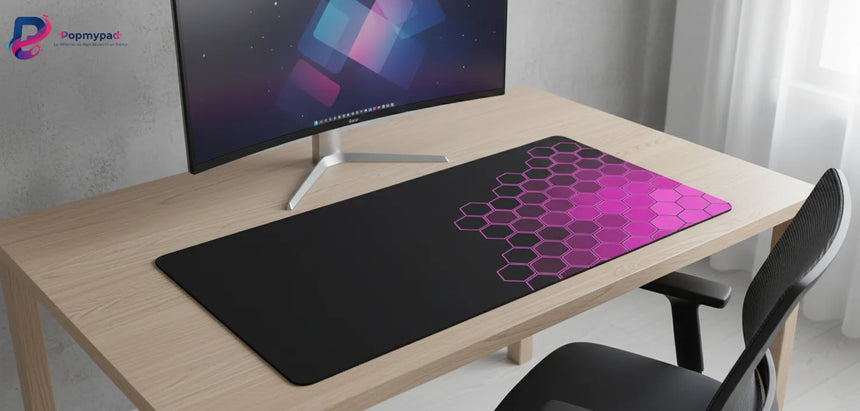 "Cyber Hex" Design Mouse Pad, Magenta - Gaming & Office (XXL)