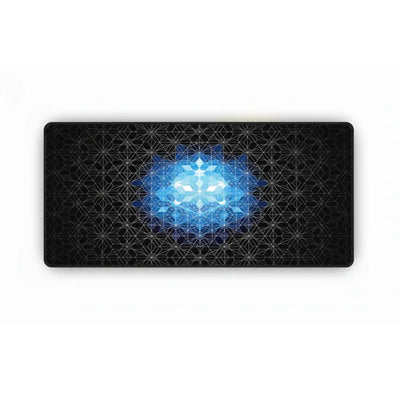 Fractal Geometric Design Mouse Pad - Neon Blue Glow & Gaming Precision