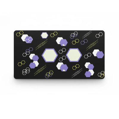 "Geometric Odyssey" Design Mouse Pad - XXL Purple & Neon Hexagons