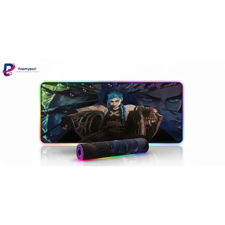 Tapis de Souris Gamer RGB Jinx - League of Legends Arcane Edition avec design éclat de miroir.