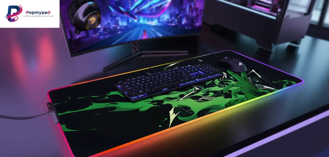 Tapis de Souris Gamer Valorant - Édition Viper Toxique (XXL RGB) avec illustration de Viper et éclairage RGB