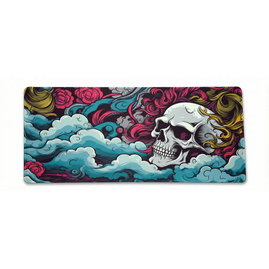 XXL Gaming Mouse Pad - Dreamy Skull and Mystic Roses Design