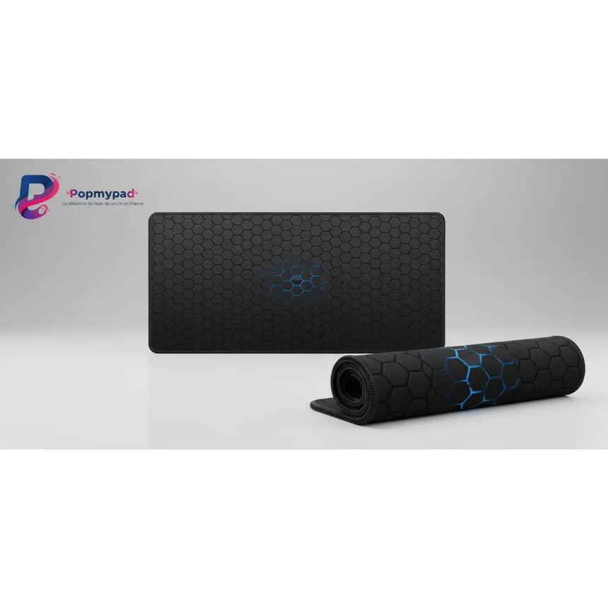 XXL Gaming Mouse Pad - Futuristic Hexagonal & Cyan Design