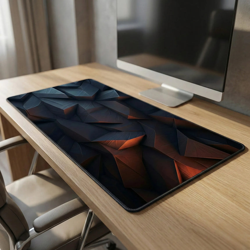 Gaming Mouse Pad - Polygon Edition: Blue & Orange Geometric Design