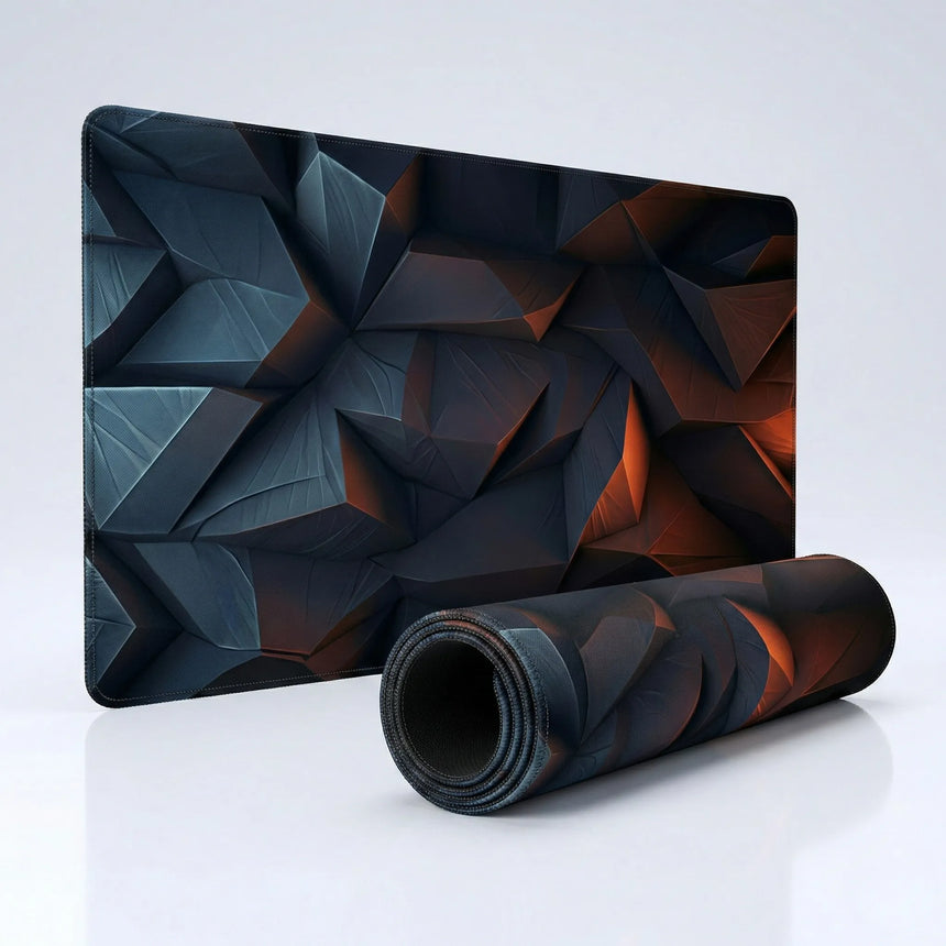Gaming Mouse Pad - Polygon Edition: Blue & Orange Geometric Design