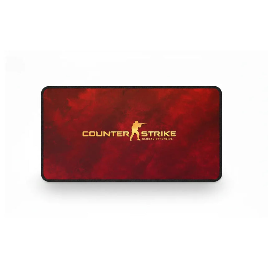 Tapis de Souris Gaming Counter-Strike CSGO - Édition Crimson Gold avec design rouge et logo doré.