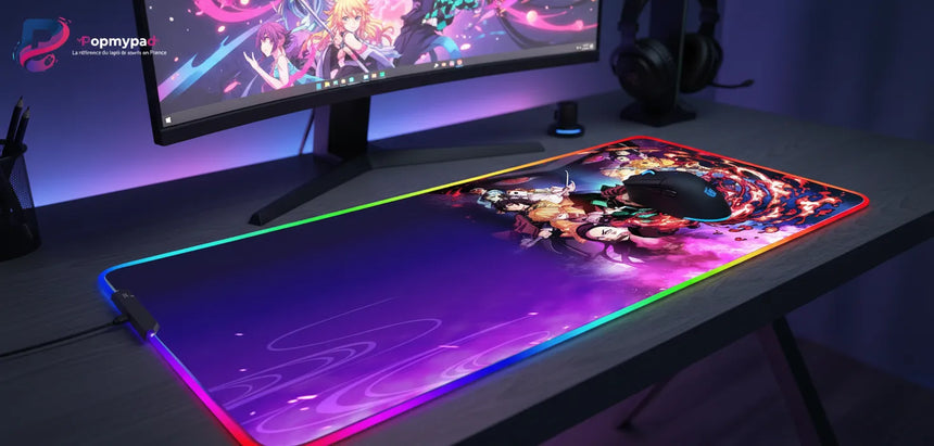 Demon Slayer Gaming Mouse Pad - Burning Breath RGB LED Edition
