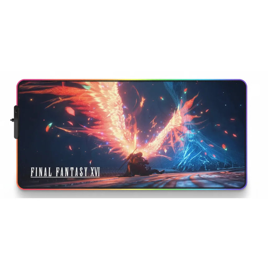 Tapis de Souris Gaming Final Fantasy XVI - Édition Phoenix RGB XL avec design du Phénix en feu.