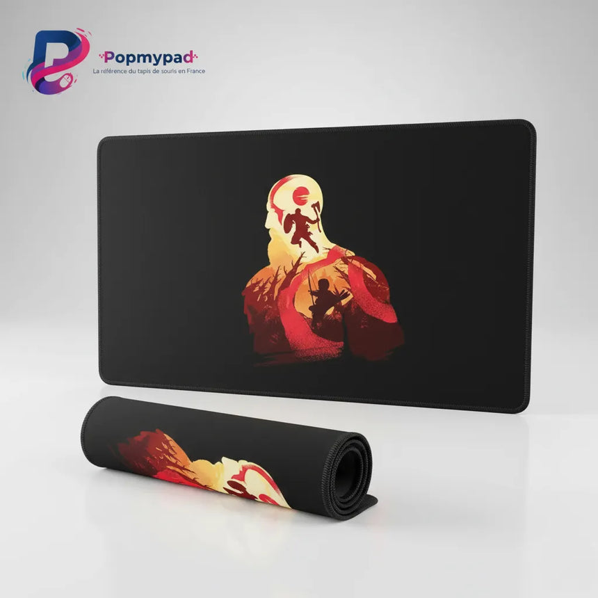 Tapis de Souris Gaming God of War - Design Kratos & Atreus - Précision & Glisse Ultime avec silhouettes légendaires.