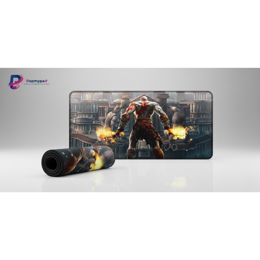 Tapis de Souris Gaming God of War - Edition Kratos : La Furie de l'Olympe avec Kratos en action