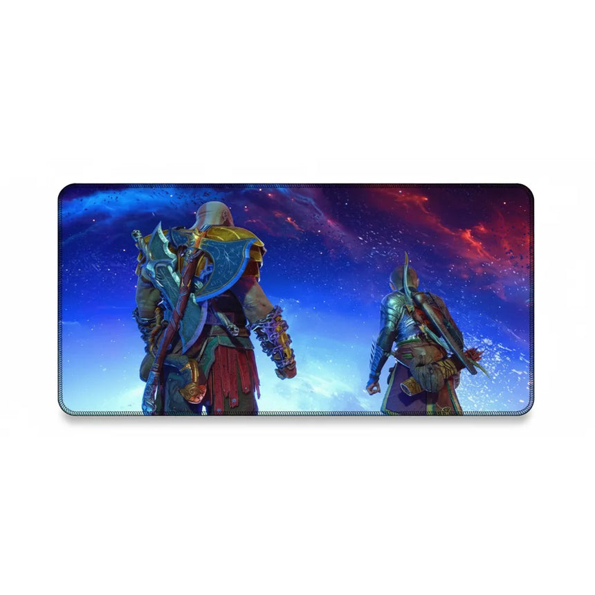 Tapis de Souris Gaming God of War - Kratos & Atreus Édition Cosmique - XXL avec Kratos et Atreus face au cosmos.