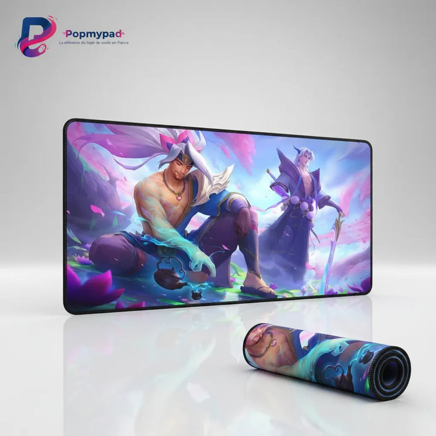 Tapis de Souris Gaming League of Legends - Spirit Blossom : Yasuo & Yone avec design vibrant et haute définition.