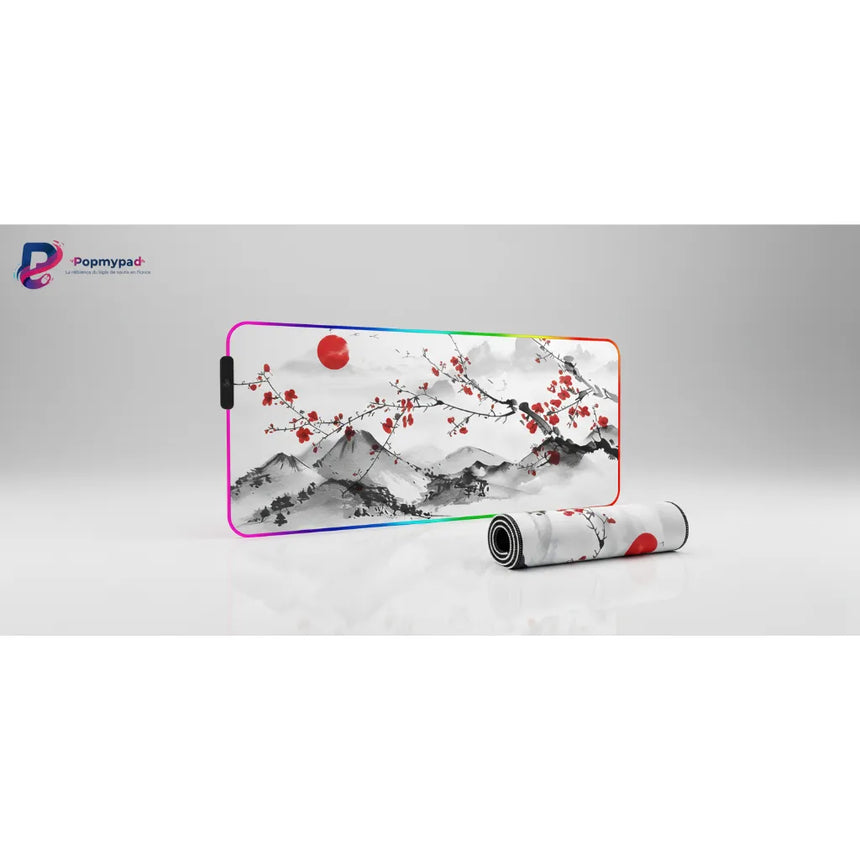 RGB Gaming Mouse Pad - Japanese Print "Sakura & Rising Sun"