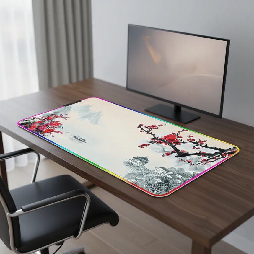 RGB Gaming Mouse Pad - Japanese Print Serenity of Cherry Blossoms XXL