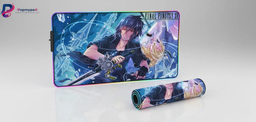 Tapis de Souris Gaming RGB - Final Fantasy XV Edition Noctis & Luna avec illustration HD de Noctis et Luna