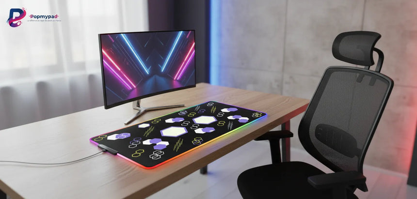 XXL Gaming Mouse Pad - Futuristic Hexagon Design & RGB Borders