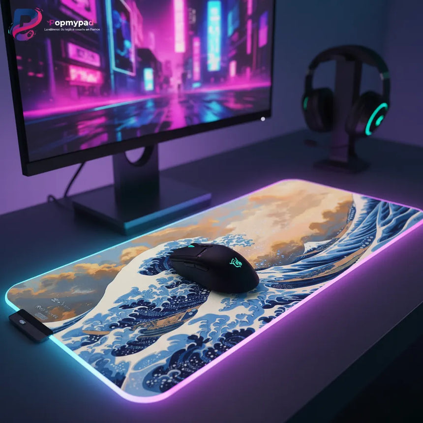 XXL Gaming Mouse Pad - The Great Wave off Kanagawa RGB