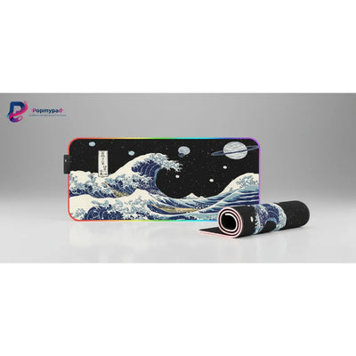 XXL Gaming Mouse Pad - Great Wave off Japan & Cosmic Space (RGB)