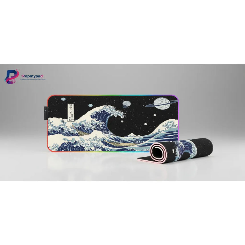 XXL Gaming Mouse Pad - Great Wave off Japan & Cosmic Space (RGB)