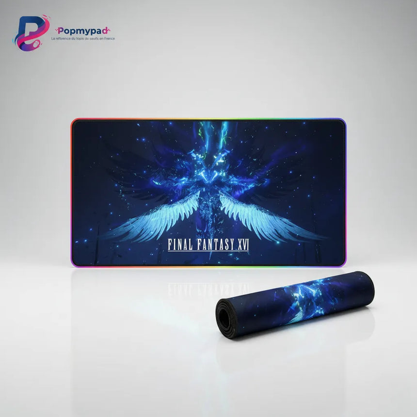 Tapis de Souris Gaming XXL Final Fantasy XVI - Édition Primordiale avec design épique en bleu mystique.