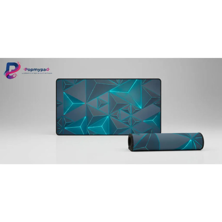 XXL Gaming Mouse Pad — Futuristic 3D Design & Cyan Neon