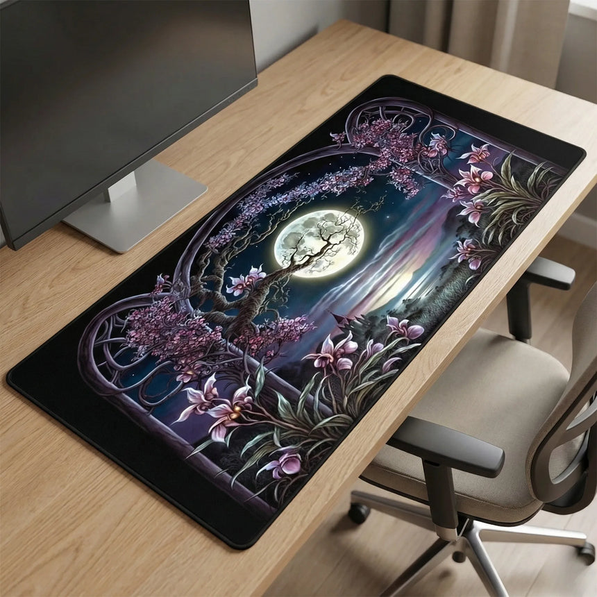 Gaming & Office Mouse Pad - Lunar Arch & Night Fantasy Landscape