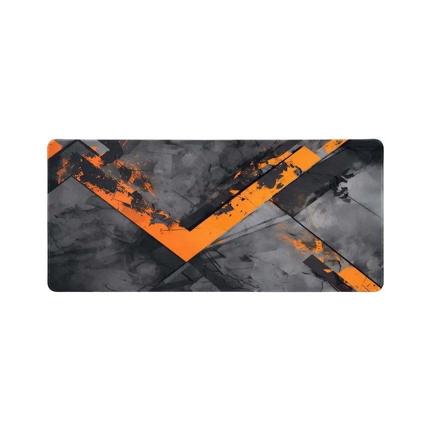 Gaming & Office Mouse Pad - Abstract Geometric Design Orange & Grey