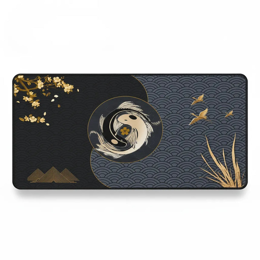 Japanese Mouse Pad Koi Carp Yin-Yang — Balance & Serenity Gold and Black