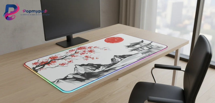 Japanese Mouse Pad: The Awakening of the Rising Sun (Sakura & Pagoda)