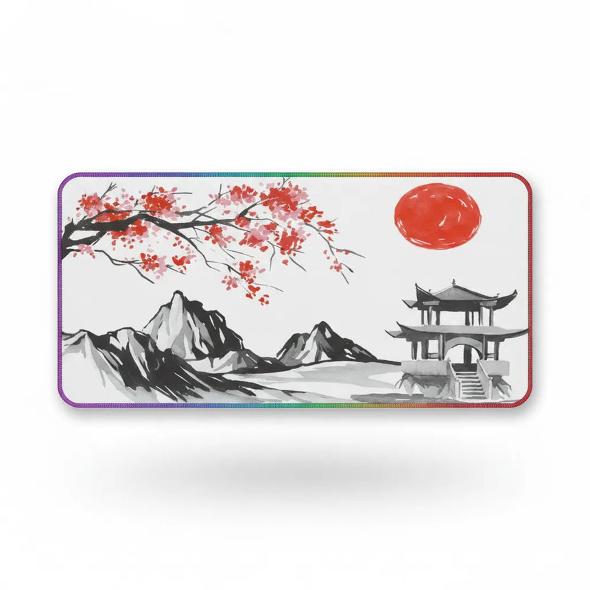 Japanese Mouse Pad: The Awakening of the Rising Sun (Sakura & Pagoda)
