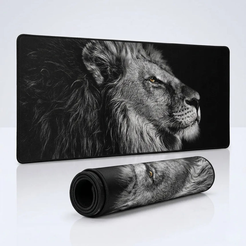 Majestic Lion Mouse Pad - XXL Black & White Edition