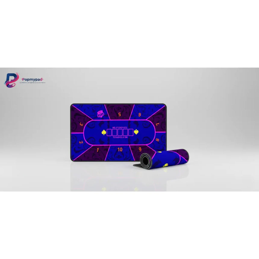 Poker Mouse Pad - Royal Texas Hold'em & Neon Arabesque Design