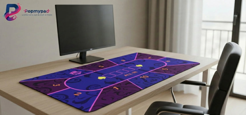 Poker Mouse Pad - Royal Texas Hold'em & Neon Arabesque Design
