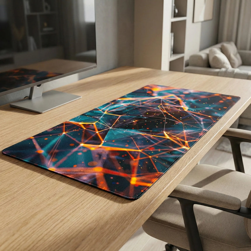 Polygon Mouse Pad — Abstract Network & Futuristic Design