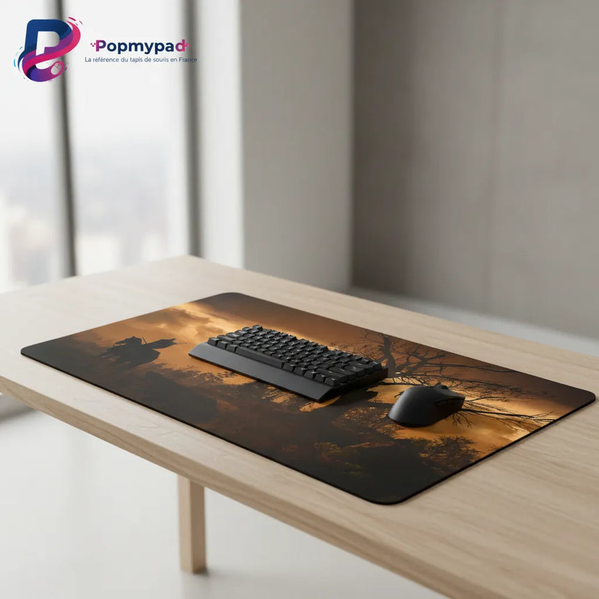 Tapis de Souris The Witcher - Design Premium & Confort Setup sur un bureau élégant avec un clavier et une souris.