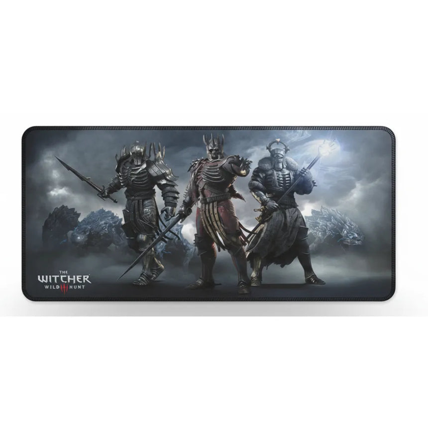Tapis de Souris The Witcher - Édition Dark Minimalist "Wild Hunt" avec figures mythiques de la Chasse Sauvage.
