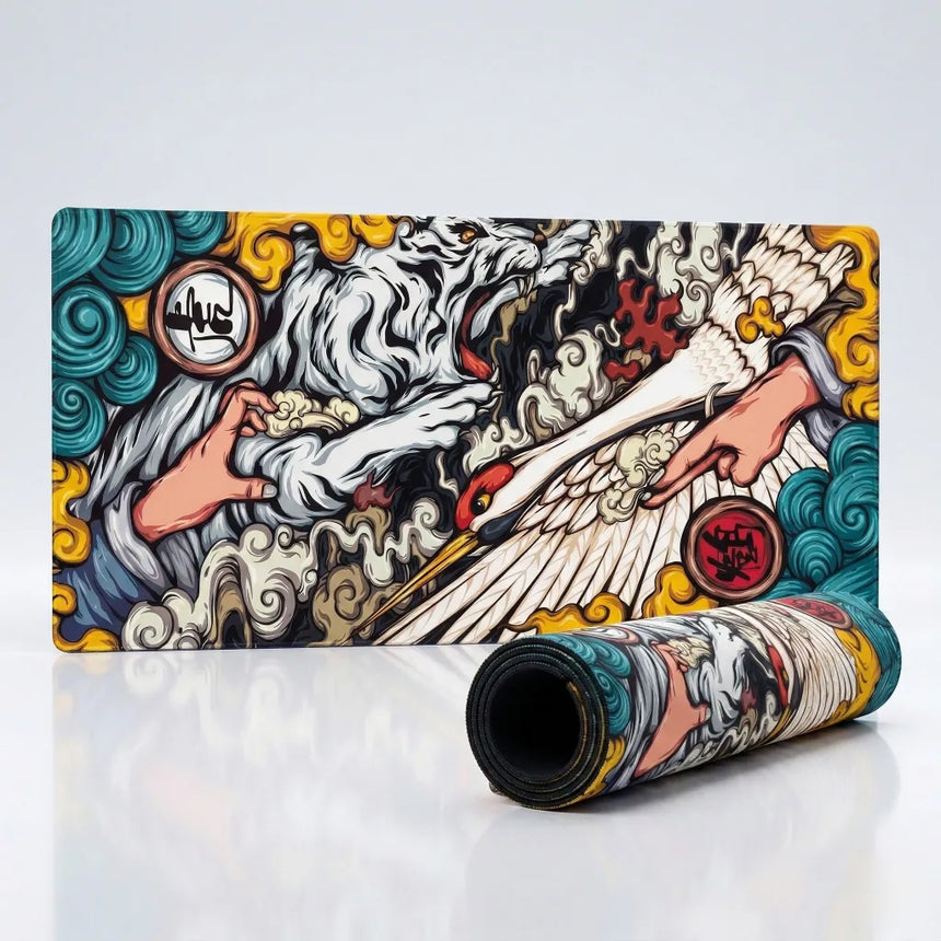XXL Mouse Pad - White Tiger & Sacred Crane (Ukiyo-e Edition)