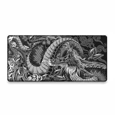 XXL Japanese Dragon Mouse Pad - Imperial Monochrome Edition
