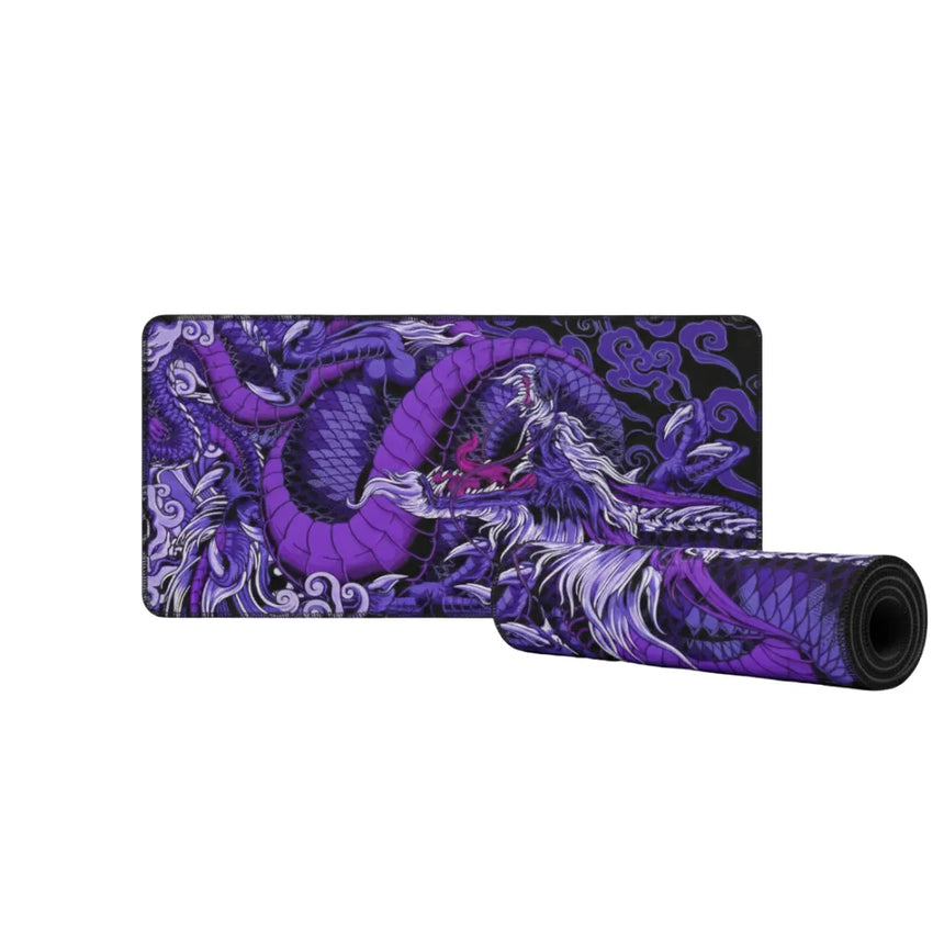Tapis de Souris XXL Dragon Japonais - Edition Mystic Purple, design vibrant avec dragon en nuances pourpres.