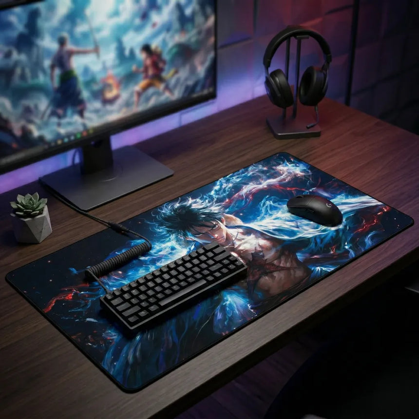 XXL One Piece Luffy Gear 5 "Divine Blue" Mouse Pad (900x400mm) - Ultimate Glide - PopMyPad