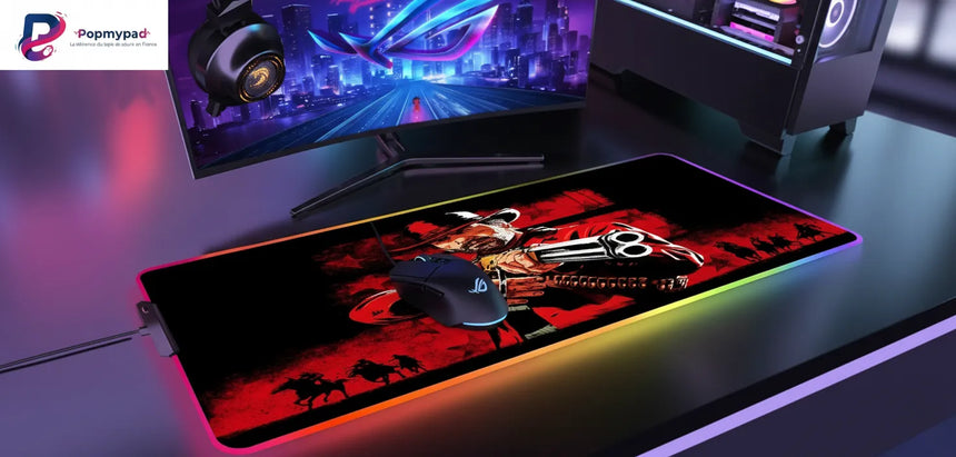 XXL RGB Mouse Pad Red Dead Redemption 2 Arthur Morgan (900x400mm) - LED Setup - PopMyPad