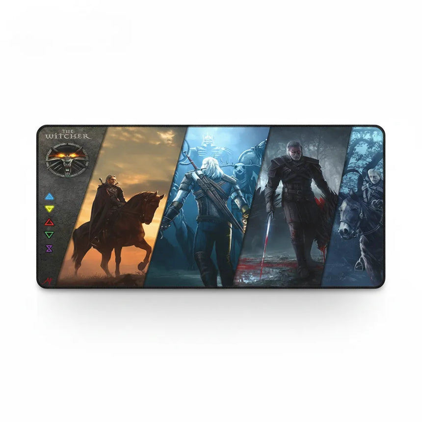 Tapis de Souris XXL The Witcher - Édition Collector "L'Odyssée du Loup Blanc" avec illustrations emblématiques de Geralt.