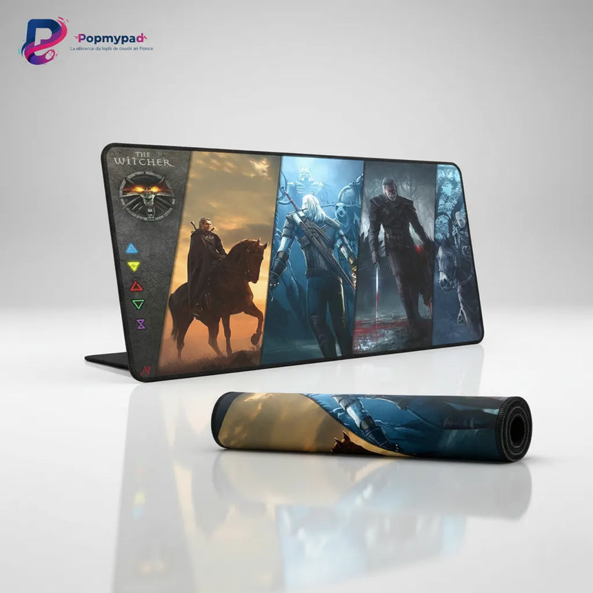 Tapis de Souris XXL The Witcher - Édition Collector "L'Odyssée du Loup Blanc" avec illustrations du Sorceleur.
