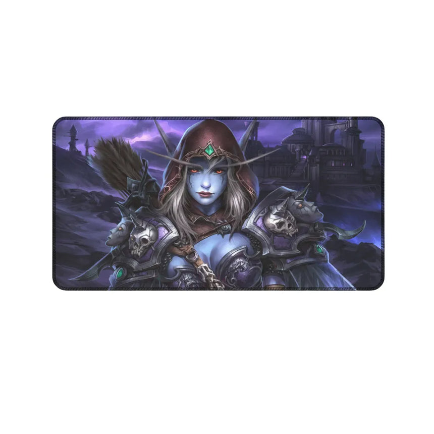 Tapis de Souris XXL World of Warcraft - Sylvanas Edition (Gaming & Précision) avec Sylvanas Coursevent en arrière-plan.