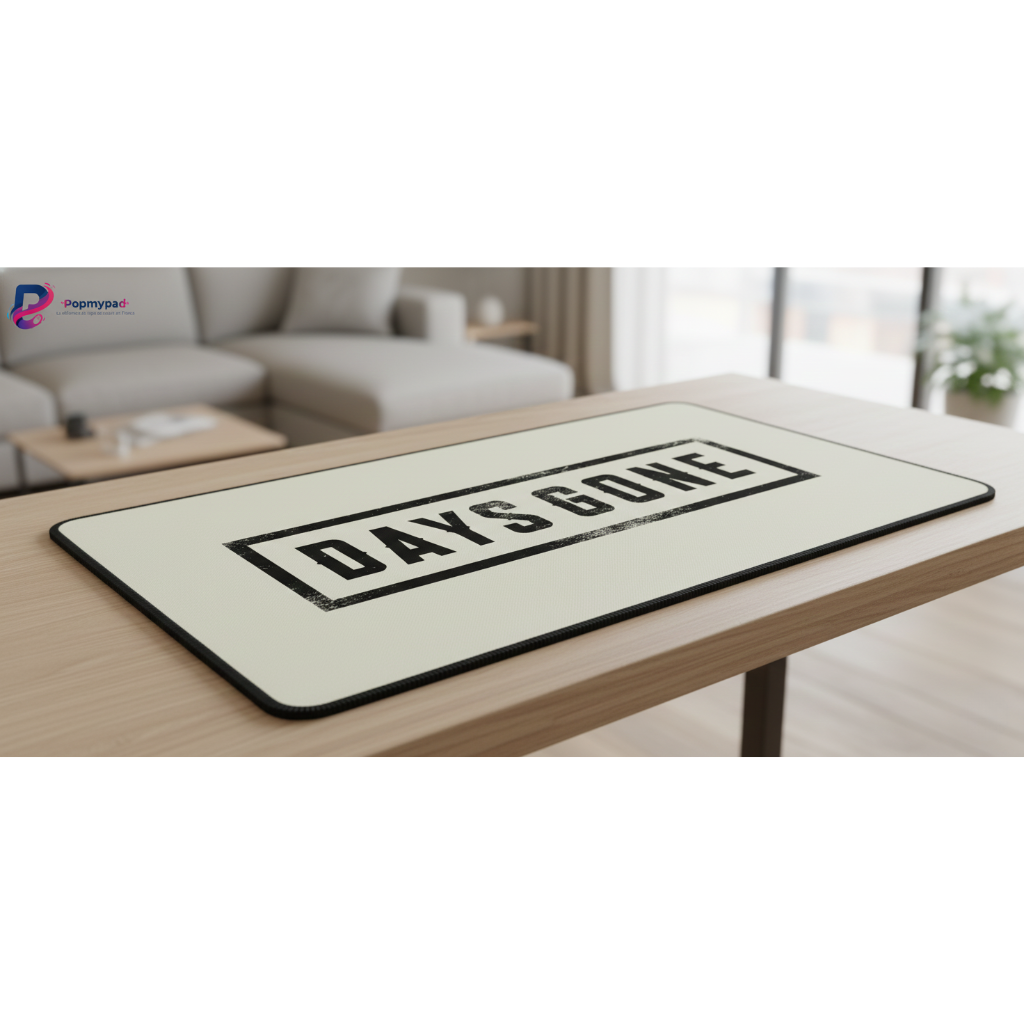 Tapis de souris Days Gone - Édition Survivor & Précision Esport sur un bureau, design inspiré du jeu.